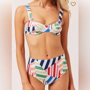 Solid & Striped Lilo broken stripes swim suit (top and two bottoms)
